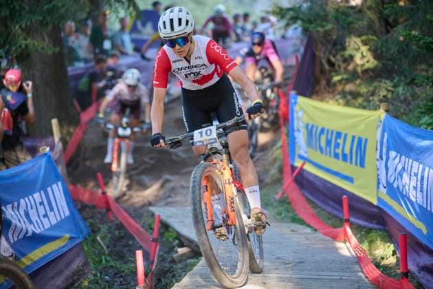 2025 WHOOP UCI Mountain Bike World Series XCC World Cup Women Elite, Lenzerheide, Schweiz Lenzerheide, Schweiz. 19. September 2025. Jennifer Jackson während des Cross Country Short Track der Damen Elite an den WHOOP UCI Mountain Bike World Series 2025 in Lenzerheide.