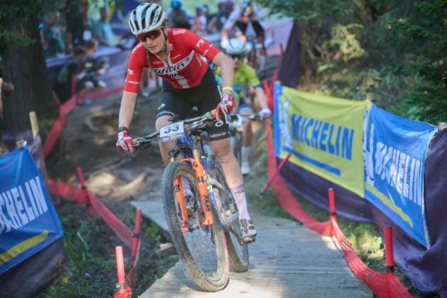 2025 WHOOP UCI Mountain Bike World Series XCC World Cup Women Elite, Lenzerheide, Schweiz Lenzerheide, Schweiz. 19. September 2025. Sofie Heby Pedersen während des Cross Country Short Track der Damen Elite an den WHOOP UCI Mountain Bike World Series 2025 in Lenzerheide.