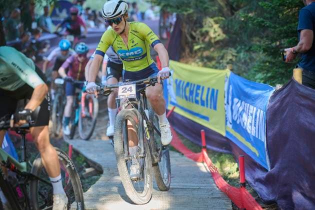 2025 WHOOP UCI Mountain Bike World Series XCC World Cup Women Elite, Lenzerheide, Schweiz Lenzerheide, Schweiz. 19. September 2025. Kelsey Urban während des Cross Country Short Track der Damen Elite an den WHOOP UCI Mountain Bike World Series 2025 in Lenzerheide.