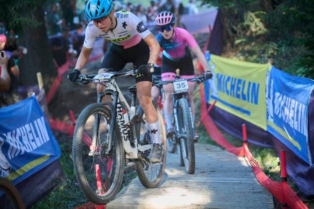2025 WHOOP UCI Mountain Bike World Series XCC World Cup Women Elite, Lenzerheide, Schweiz Lenzerheide, Schweiz. 19. September 2025. Ginia Caluori während des Cross Country Short Track der Damen Elite an den WHOOP UCI Mountain Bike World Series 2025 in Lenzerheide.