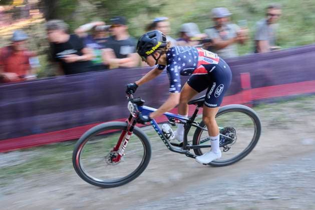 2025 WHOOP UCI Mountain Bike World Series XCC World Cup Women Elite, Lenzerheide, Schweiz Lenzerheide, Schweiz. 19. September 2025. Savilia Blunk während des Cross Country Short Track der Damen Elite an den WHOOP UCI Mountain Bike World Series 2025 in Lenzerheide.