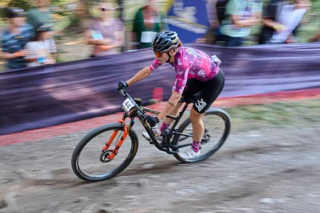 2025 WHOOP UCI Mountain Bike World Series XCC World Cup Women Elite, Lenzerheide, Schweiz Lenzerheide, Schweiz. 19. September 2025. Ronja Blöchlinger während des Cross Country Short Track der Damen Elite an den WHOOP UCI Mountain Bike World Series 2025 in Lenzerheide.