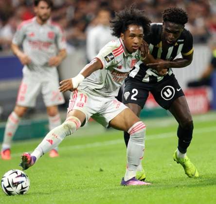 Olympique Lyonnais v Angers SCO - Ligue 1 McDonald s Malick Fofana of Olympique Lyonnais and Carlens Arcus of Angers SCO challenge during the Ligue 1 McDonald s match between Olympique Lyonnais and Angers SCO at Groupama Stadium on September 19, 2025 in Lyon, France. Lyon Groupama Stadium France France Copyright: xNealxSimpson Sportsphoto APLx 14135313
