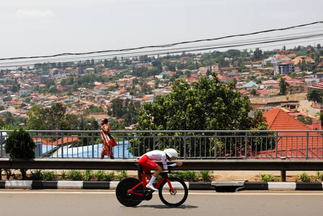 2025 UCI Road World Championships Picture by Alex Whitehead SWpix.com - 20 09 2025 - Cycling - 2025 UCI Road World Championships - BK Arena, Kigali, Rwanda - ITT Training - Poland Cycling Team Copyright: x xSWpix.comx(t axPhotographyxHubxLtd)xAlexxWhitehead SWpix.comx SWP-3030-4813