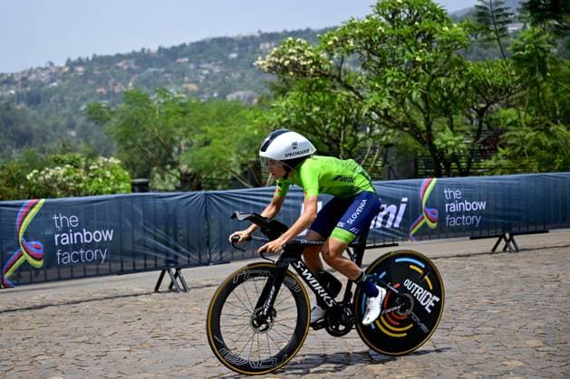 Slovenian Urska Zigart of AG Insurance-Soudal Team pictured during a training session before the cycling time trial World Championship, WM, Weltmeisterschaft in Kigali, Rwanda, Saturday 20 September 2025. The road world championships are taking place from 21 to 28 September. DIRKxWAEM  x134792559x
