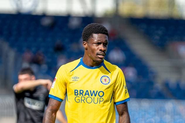 Deutschland: Fussball 2. Bundesliga, 6. Spieltag 2025 2026, Eintracht Braunschweig-SV Elversberg am 20.09.2025 in Braunschweig (Eintracht-Stadion): Christian Joe Conteh (Eintracht Braunschweig 32)
