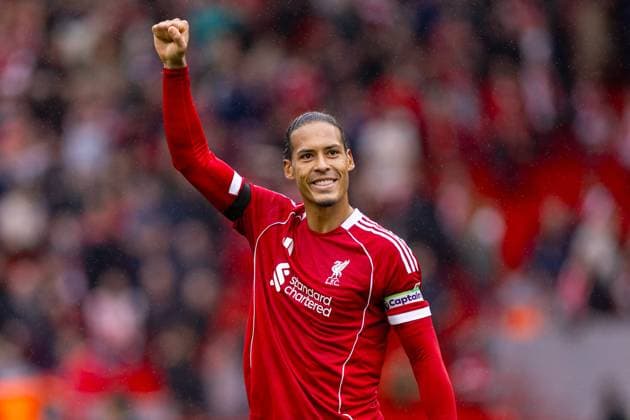 Football - FA Premier League - Liverpool FC v Everton FC LIVERPOOL, ENGLAND - Saturday, September 20, 2025: Liverpool s captain Virgil van Dijk celebrating after the final whistle during the FA Premier League match between Liverpool FC and Everton FC at Anfield. The 247th Merseyside Derby. (Photo by David Rawcliffe Propaganda) LIVERPOOL Anfield MERSEYSIDE ENGLAND  Copyright: xDavidxRawcliffex P2025-09-20-Liverpool_Everton-73