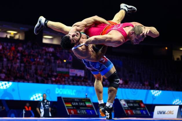 2025 World Wrestling Championships 87kg GR - Alireza Azizkhoon Mohmadipiani (IRI) df. Hannes Wagner (GER) *** 2025 World Wrestling Championships 87kg GR Alireza Azizkhoon Mohmadipiani IRI df Hannes Wagner GER Copyright: xUnitedxWorldxWrestlingx xJakexKix