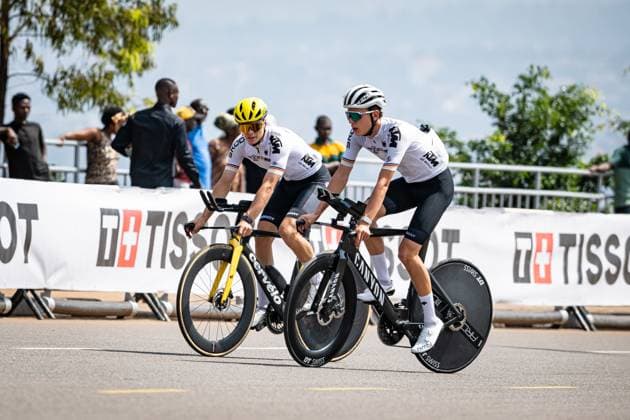 BENZ Benedikt, WINTER Zeno Levi: UCI Road cycling, Rad, Radsport, Strasse World Championships - Kigali Rwanda 2025 BENZ Benedikt - WINTER Zeno Levi ( GER ) Germany ITT Training - Recon - Querformat - quer - horizontal - Landscape - Event Veranstaltung: UCI Road Cycling World Championships Kigali-Rwanda 2025 - Category Kategorie: Cycling - Road Cycling World Championships - Junior Men U19 - Location Ort: Africa - Rwanda - Kigali - Start: Kigali - Finish: Kigali - Individual Time Trail ( ITT ) - Distance: ... km - Date Datum: 20.09.2025 Saturday Day 0 -