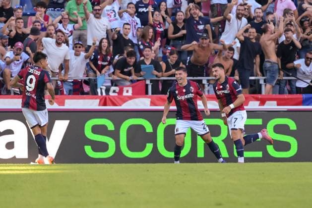 Bologna s Riccardo Orsolini celebrates after scoring a goal during Bologna FC vs Genoa CFC, Italian soccer Serie A match in Bologna, Italy, September 20 2025  Copyright: xAlessioxMarini IPAxSportx xipa-agency.netx xx IPA_65345201 IPA_Agency_IPA65345201