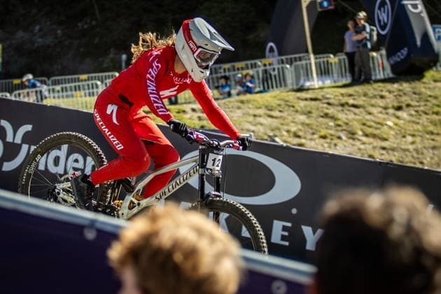 Whoop UCI Mountainbikeworldcup Downhill Lenzerheide JENSEN Marie Rosa at Whoop UCI Mountainbikeworldcup Downhill Lenzerheide, 20.09.2025,in Lenzerheide,SUI Foto: Sebastian Sternemann
