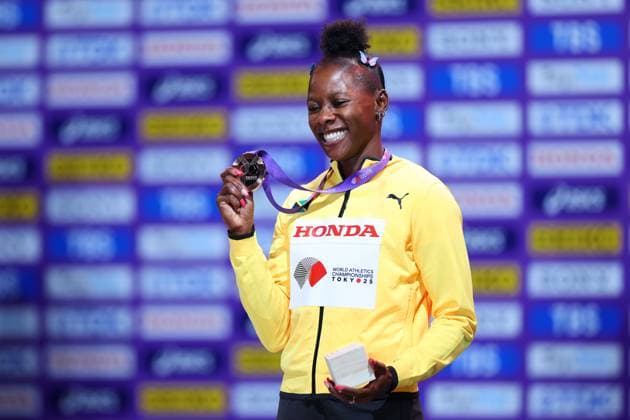 Shericka JACKSON (JAM), SEPTEMBER 20, 2025 - Athletics : World Athletics Championships Tokyo 2025 Women s 200m Medal Ceremony at National Stadium in Tokyo, Japan.  aflo_304145723