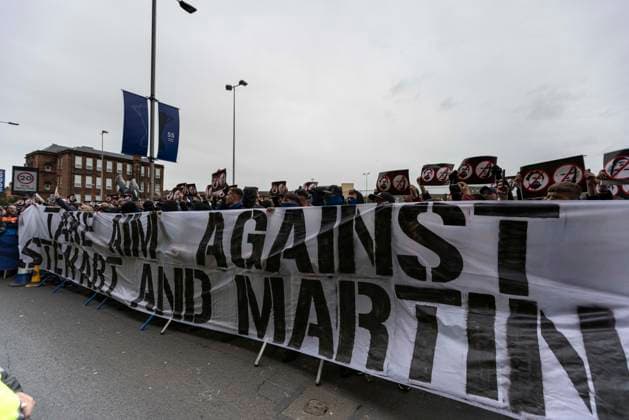 Rangers V Hibernian, Scottish Premiership, 20 September 2025 Rangers fans protest against Russell Martin and Patrick Stewart befor the League Cup game against Hibs Glasgow Ibrox City of Glasgow Scotland Copyright: xCameronxAllanx xSportpixx