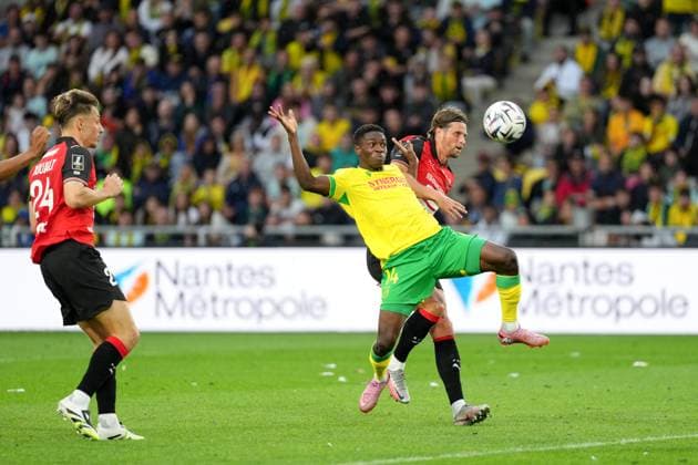 FC Nantes v Stade Rennais FC - Ligue 1 McDonald s 2025 2026 33 Hans HATEBOER (srfc) - 14 Amady CAMARA (fcn) during the Ligue 1 McDonald s match between Nantes and Rennes at Stade de la Beaujoire on September 20, 2025 in Nantes, France. Nantes France  Copyright: xFEPx 776348133