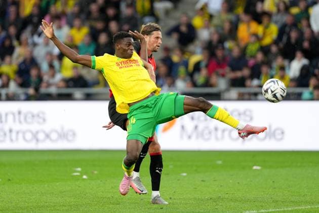 FC Nantes v Stade Rennais FC - Ligue 1 McDonald s 2025 2026 33 Hans HATEBOER (srfc) - 14 Amady CAMARA (fcn) during the Ligue 1 McDonald s match between Nantes and Rennes at Stade de la Beaujoire on September 20, 2025 in Nantes, France. Nantes France  Copyright: xFEPx 776348133