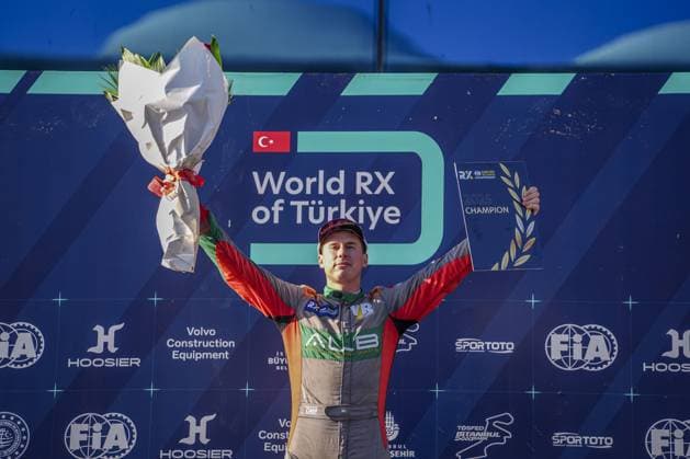 FIA World and European Rallycross Championship awards ceremony in Istanbul ISTANBUL, TURKIYE - SEPTEMBER 20: European Champion Yury Belevskiy of Switzerland poses for a photo on the podium after winning the FIA European Rallycross Championship title following the 5th leg final during the World RX of Turkiye at Istanbul Park in Istanbul, Turkiye, on September 20, 2025. Beyza Comert Anadolu Istanbul Turkey. Editorial use only. Please get in touch for any other usage.  Copyright: x2025xAnadoluxBeyzaxComertx
