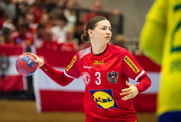 HANDBALL - AUT vs BRA, test match TULLN,AUSTRIA,20.SEP.25 - HANDBALL - OEHB international test match, Austria vs Brazil. Image shows Katarina Pandza (AUT).  GEPAxpictures xKevinxHackner