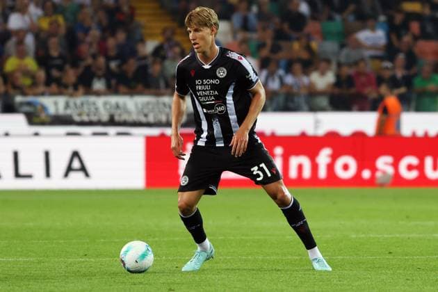 Udinese s Thomas Kristensen during the Serie A soccer match between Udinese and Milan at the Bluenergy Stadium in Udine, north east Italy - Saturday, September 20,2026 - soccer  Copyright: xAndreaxBressanutti LaPressex