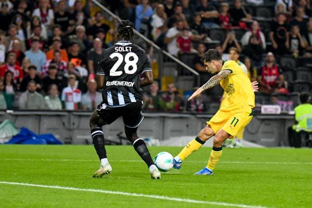 CALCIO - Serie A - Udinese Calcio vs AC Milan Milan s Christian Pulisic scores a goal during Udinese Calcio vs AC Milan, Italian soccer Serie A match in Udine, Italy, September 20 2025 Udine Italy  Copyright: xIPAxSport ABACAx