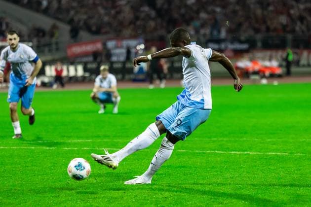Fussball, Saison 2025 2026, 2. Bundesliga, Max Morlock Stadion, 6. Spieltag, 1. FC Nürnberg - VfL Bochum, 20.09.2025 20.09.2025, Fussball, Saison 2025 2026, 2. Bundesliga, Max Morlock Stadion, 6. Spieltag, 1. FC Nürnberg - VfL Bochum, Torjubel Jubel Freude nach Treffer Tor Torschuss zum 1:1 durch 9 Ibrahim Sissoko (VfL Bochum). Foto: Lucca Fundel Nürnberg Max Morlock Stadion Bayern Deutschland