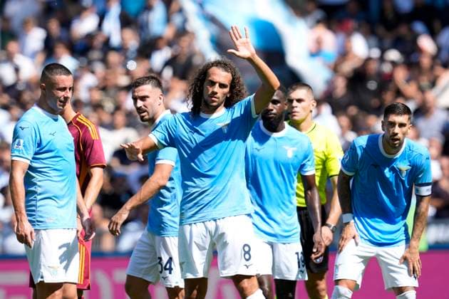 Matteo Guendouzi (SS Lazio) gestures, Serie A, SS Lazio v AS Roma, Olimpico Stadium, September 21, 2025, Roma, Italy.