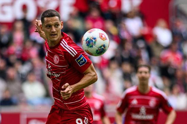 DUSSELDORF, GERMANY - 21 SEPTEMBER, 2025: Zan Celar - Football match Bundesliga 2 Fortuna Düsseldorf - SV Darmstadt 98 at Merkur Spiel Arena.  Copyright: xVITALIIxKLIUIEVx