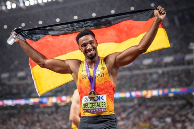 World Athletics Championships; Tokyo, 21.09.2025 Weltmeister im Zehnkampf, Leo Neugebauer (GER) an Tag 9 der World Athletics Championships im National Stadium in Tokyo, Japan am 21.09.2025. *** World Athletics Championships Tokyo, 21 09 2025 World champion in decathlon, Leo Neugebauer GER on day 9 of the World Athletics Championships at the National Stadium in Tokyo, Japan on 21 09 2025 Copyright: xBEAUTIFULxSPORTS AxelxKohringx
