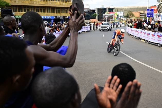 Dutch Thymen Arensman pictured in action during the Men Elite Individual Time Trial race (40,8km) at the cycling road world championships, in Kigali, Rwanda, Sunday 21 September 2025. The 2025 UCI Road World Championships take place from 21 to 28 September in Kigali, Rwanda. DIRKxWAEM  x134902727x
