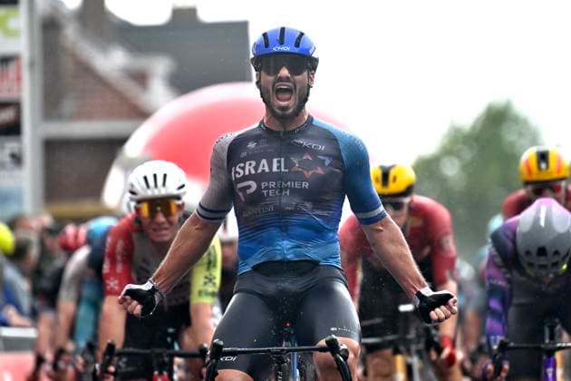 Gooikse Pijl 2025 Cycling Race GOOIK, BELGIUM - SEPTEMBER 21 : Kogut Oded of Israel - Premier Tech wins during the 22th edition of Gooikse Pijl an UCI Class 1.1 one day cycling road race for Men Elite of 195.8 km with start in Roosdaal and finish in Gooik on September 21, 2025 in Gooik, Belgium, 21 09 2025 ( Motordriver Rodrique Verfaillie - Gooik Belgium  Copyright: xGvgx