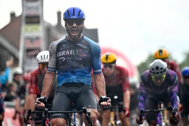 Gooikse Pijl 2025 Cycling Race GOOIK, BELGIUM - SEPTEMBER 21 : Kogut Oded of Israel - Premier Tech wins during the 22th edition of Gooikse Pijl an UCI Class 1.1 one day cycling road race for Men Elite of 195.8 km with start in Roosdaal and finish in Gooik on September 21, 2025 in Gooik, Belgium, 21 09 2025 ( Motordriver Rodrique Verfaillie - Gooik Belgium  Copyright: xGvgx