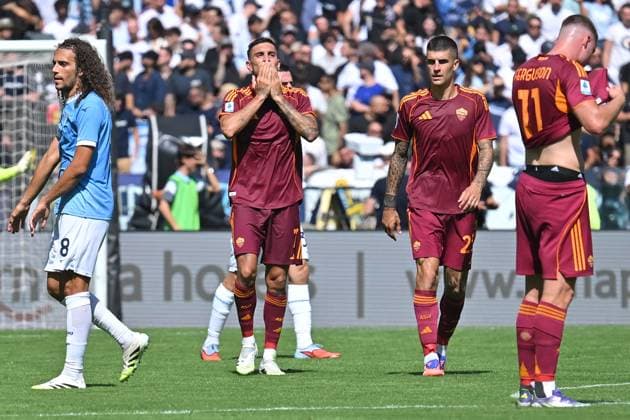 Soccer, serie A Enilive match, SS Lazio v AS Roma Lorenzo Pellegrini of AS Roma celebrates scoring his goal during the serie A Enilive match between SS Lazio v Roma at olimpico stadium in Rome September 21st, 2025 Imago-Images Emmefoto Copyright: xImago-Images Emmefotox