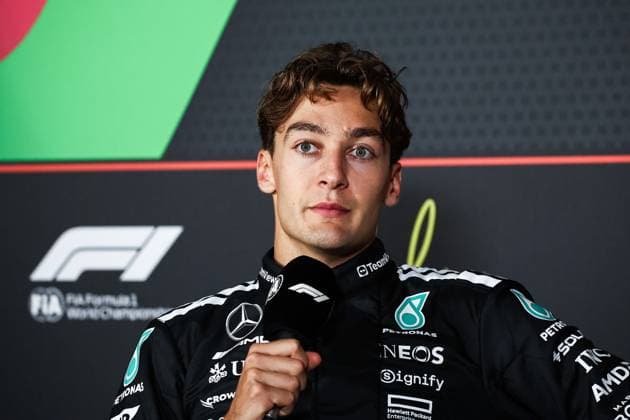 F1 - AZERBAIJAN GRAND PRIX 2025 RUSSELL George (gbr), Mercedes AMG F1 Team W16, portrait press conference, PK, Pressekonferenz during the 2025 Formula 1 Qatar Airways Azerbaijan Grand Prix, 17th round of the 2025 FIA Formula One World Championship, WM, Weltmeisterschaft from September 19 to 21, 2025 on the Baku City Circuit, in Baku, Azerbaijan - BakuAzerbaijan Copyright: xEricxAlonsox