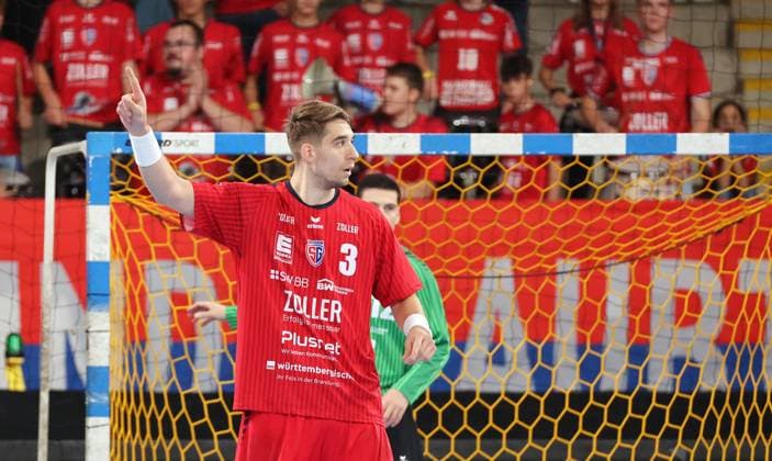 21.09.2025, Deutschland, Bietigheim, Handball 2. Bundesliga, SG BBM Bietigheim vs. HSC 2000 Coburg, Nikola Vlahovic (BBM)
