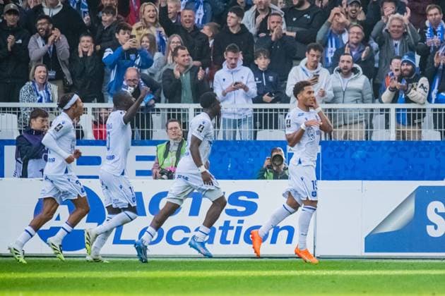 FOOTBALL : AJ Auxerre vs Toulouse FC - Ligue 1 - JournÃ e 5 - 21 09 2025 Joie des joueurs de l™AJ Auxerre aprÃ s le but de Danny Namaso (AJ Auxerre) AuxerreFrance  Copyright: xBaptistexAutissierx