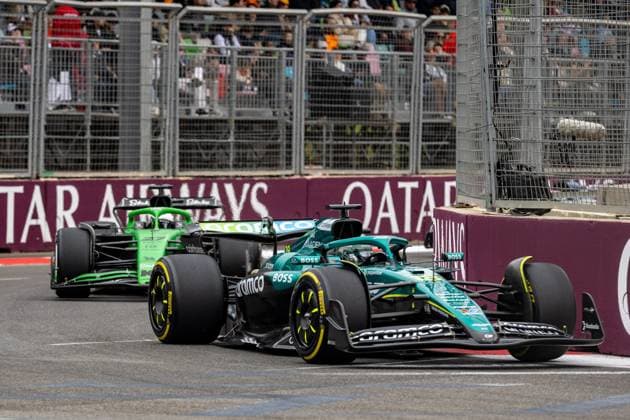 Formel 1 GP Baku Azerbaijan. Sonntag, 21.09.2025 Lance Stroll 18, Aston Martin Aramco F1 Team und Nico Hülkenberg 27, Stake F1 Team Kick Sauber; Formel 1 GP Baku Azerbaijan. Sonntag, 21.09.2025 Copyright: xBEAUTIFULxSPORTS Erlhofx