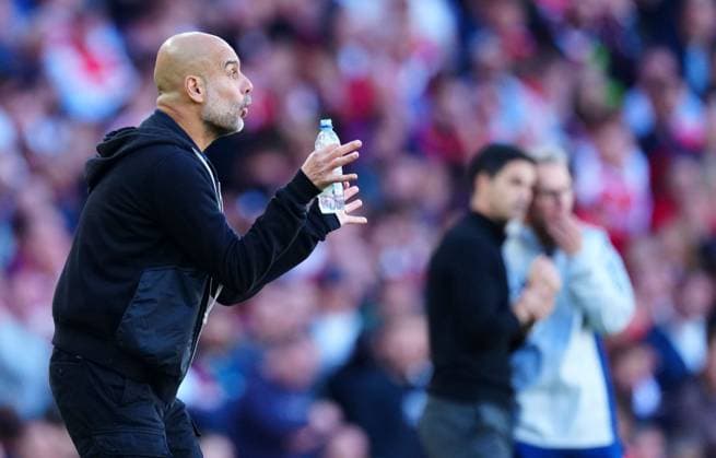 Manchester City Manager Pep Guardiola Arsenal v Manchester City, Premier League, Football, Emirates Stadium, London, UK - 21 Sep 2025London Emirates Stadium United Kingdom EDITORIAL USE ONLY No use with unauthorised audio, video, data, fixture lists, club league logos or live services. Online in-match use limited to 120 images, no video emulation. No use in betting, games or single club league player publications.  Copyright: xJavierxGarcia Shutterstockx 15487130cc
