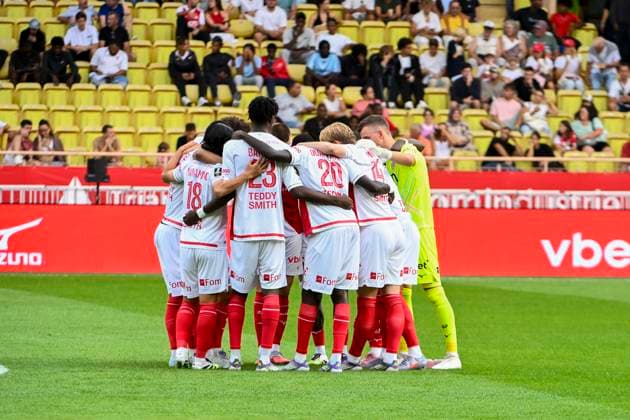 FOOTBALL : MONACO vs METZ - ligue 1 - 21 9 25 Monaco team before match during the French L1 2025-2026 season football match between AS Monaco and FC Metz at Louis II stadium of Monaco, south France, on September 21, 2025. MONACOMonaco  Copyright: xfredxDIDES psnewzx