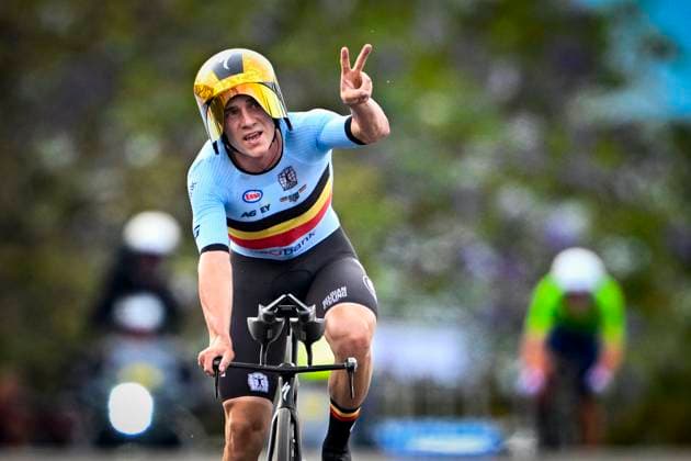 UCI 2025 Road World Championship, WM, Weltmeisterschaft Kigali 21 09 2025 KIGALI, RWANDA - SEPTEMBER 21 : Evenepoel Remco (BEL) during the Men Elite Individual Time Trial of the UCI Road World Championships 2025 92nd edition an UCI World Championships cycling race of 40.6 km with start in Kigali and finish in Kigali on September 21, 2025 in Kigali, Rwanda, 21 09 2025 Kigali Rwanda  Copyright: xJanxDexMeuleneirx