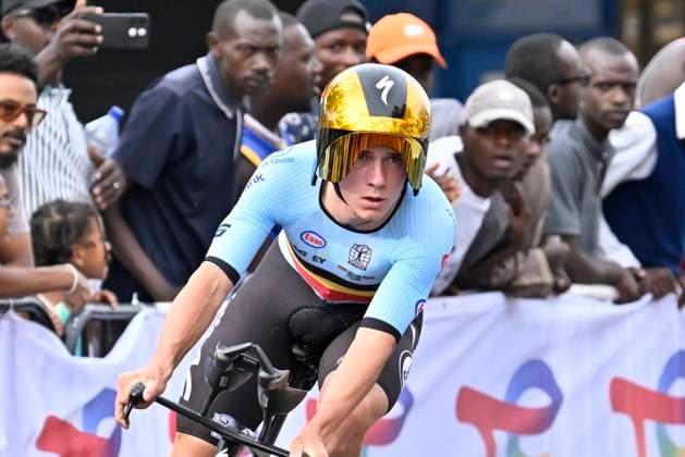 UCI 2025 Road World Championship, WM, Weltmeisterschaft Kigali 21 09 2025 KIGALI, RWANDA - SEPTEMBER 21 :Evenepoel Remco (BEL) during the Men Elite Individual Time Trial of the UCI Road World Championships 2025 92nd edition an UCI World Championships cycling race of 40.6 km with start in Kigali and finish in Kigali on September 21, 2025 in Kigali, Rwanda, 21 09 2025 Kigali Rwanda  Copyright: xJanxDexMeuleneirx