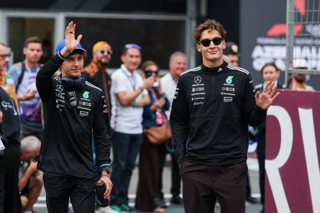 12 Andrea Kimi Antonelli (ITA, Mercedes-AMG Petronas F1 Team), 63 George Russell (GBR, Mercedes-AMG Petronas F1 Team), F1 Grand Prix of Azerbaijan at Baku City Circuit on September 21, 2025 in Baku, Azerbaijan. (Photo by HOCH ZWEI) Baku Azerbaijan