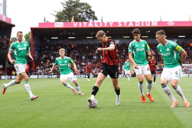 Bournemouth v Newcastle United 21 September 2025, Bournemouth - Premier League Football - Bournemouth v Newcastle United - David Brooks of Bournemouth backheels the ball - Photo: Jacques Feeney Offside. Bournemouth UK Copyright: xJacquesxFeeneyx xOffsidexOffside