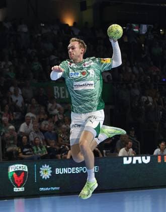 Mathias Gidsel am Ball Einzelbild Freisteller Aktion Handball HBL Bundesliga Herren 5. Spieltag Saison 2025 2026 21.09.2025 Füchse Berlin vs MT Melsungen