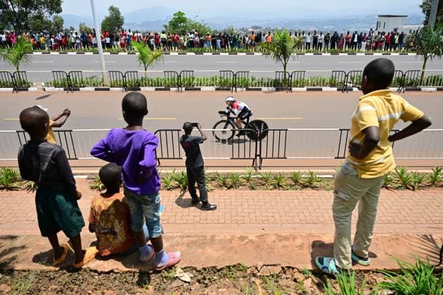 Egyptian Alaliaa Ahmed Benbella Darwish pictured in action during the Women U23 Individual Time Trial race (22,6km) at the cycling road world championships, in Kigali, Rwanda, Monday 22 September 2025. The 2025 UCI Road World Championships take place from 21 to 28 September in Kigali, Rwanda. DIRKxWAEM  x134982942x