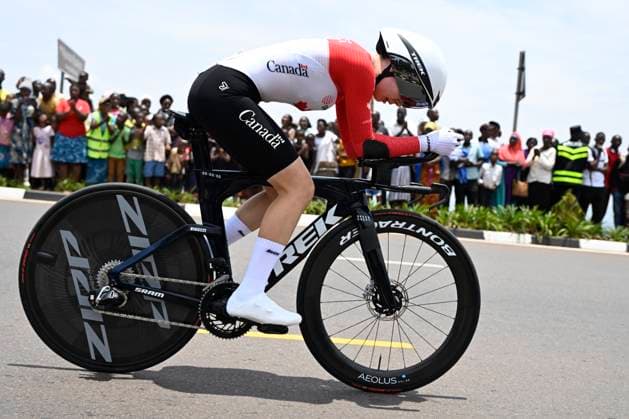 UCI 2025 Road World Championship, WM, Weltmeisterschaft Kigali 22 09 2025 KIGALI, RWANDA - SEPTEMBER 22 : Holmgren Ava (CAN) during the Women U23 Individual Time Trial of the UCI Road World Championships 2025 92nd edition an UCI World Championships cycling race of 22.6 km with start in Kigali and finish in Kigali on September 22, 2025 in Kigali, Rwanda, 22 09 2025 Kigali Rwanda  Copyright: xJanxDexMeuleneirx