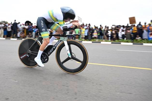 UCI 2025 Road World Championship, WM, Weltmeisterschaft Kigali 22 09 2025 KIGALI, RWANDA - SEPTEMBER 22 : Aseltine Mia (USA) during the Women U23 Individual Time Trial of the UCI Road World Championships 2025 92nd edition an UCI World Championships cycling race of 22.6 km with start in Kigali and finish in Kigali on September 22, 2025 in Kigali, Rwanda, 22 09 2025 Kigali Rwanda  Copyright: xJanxDexMeuleneirx
