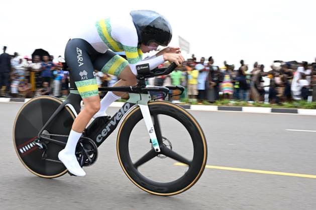 UCI 2025 Road World Championship, WM, Weltmeisterschaft Kigali 22 09 2025 KIGALI, RWANDA - SEPTEMBER 22 : Aseltine Mia (USA) during the Women U23 Individual Time Trial of the UCI Road World Championships 2025 92nd edition an UCI World Championships cycling race of 22.6 km with start in Kigali and finish in Kigali on September 22, 2025 in Kigali, Rwanda, 22 09 2025 Kigali Rwanda  Copyright: xJanxDexMeuleneirx