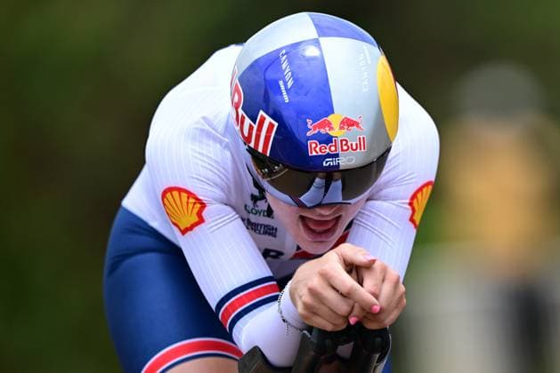 British Zoe Backstedt pictured in action during the Women U23 Individual Time Trial race (22,6km) at the cycling road world championships, in Kigali, Rwanda, Monday 22 September 2025. The 2025 UCI Road World Championships take place from 21 to 28 September in Kigali, Rwanda. DIRKxWAEM  x134988087x