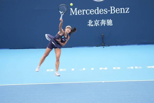 BEIJING, CHINA - SEPTEMBER 22: Moyuka Uchijima of Japan competes in the Women s Singles Qualifying first round match against Jiang Xinyu of China on day 1 of the 2025 China Open at National Tennis Center on September 22, 2025 in Beijing, China.  Copyright: xVCGx 111592534355