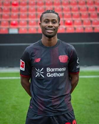 Nathan Tella (Bayer Leverkusen) Bayer Leverkusen; 1.BL Porträttermin 2025 2026