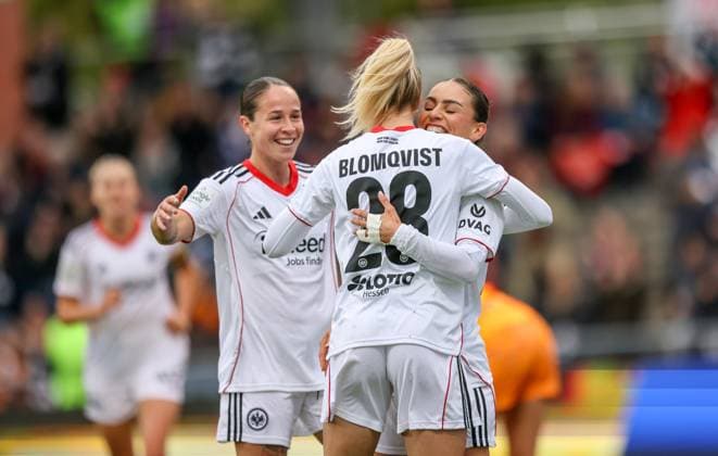 DEU, Frankfurt, Eintracht Frankfurt vs RB Leipzig, Google Pixel Frauen Bundesliga DFB, Saison 2526, Stadion am Bretanobad, 3. Spieltag, im Bild: ErÃ«leta Memeti (Eintracht Frankfurt 27) erzielt das Tor zum 1:0, Jubel und Freude DFB DFL REGULATIONS PROHIBIT ANY USE OF PHOTOGRAPHS AS IMAGE SEQUENCES AND OR QUASI-VIDEO, 22.09.2025, Copyright: HMBxMedia HendrikxHamelau
